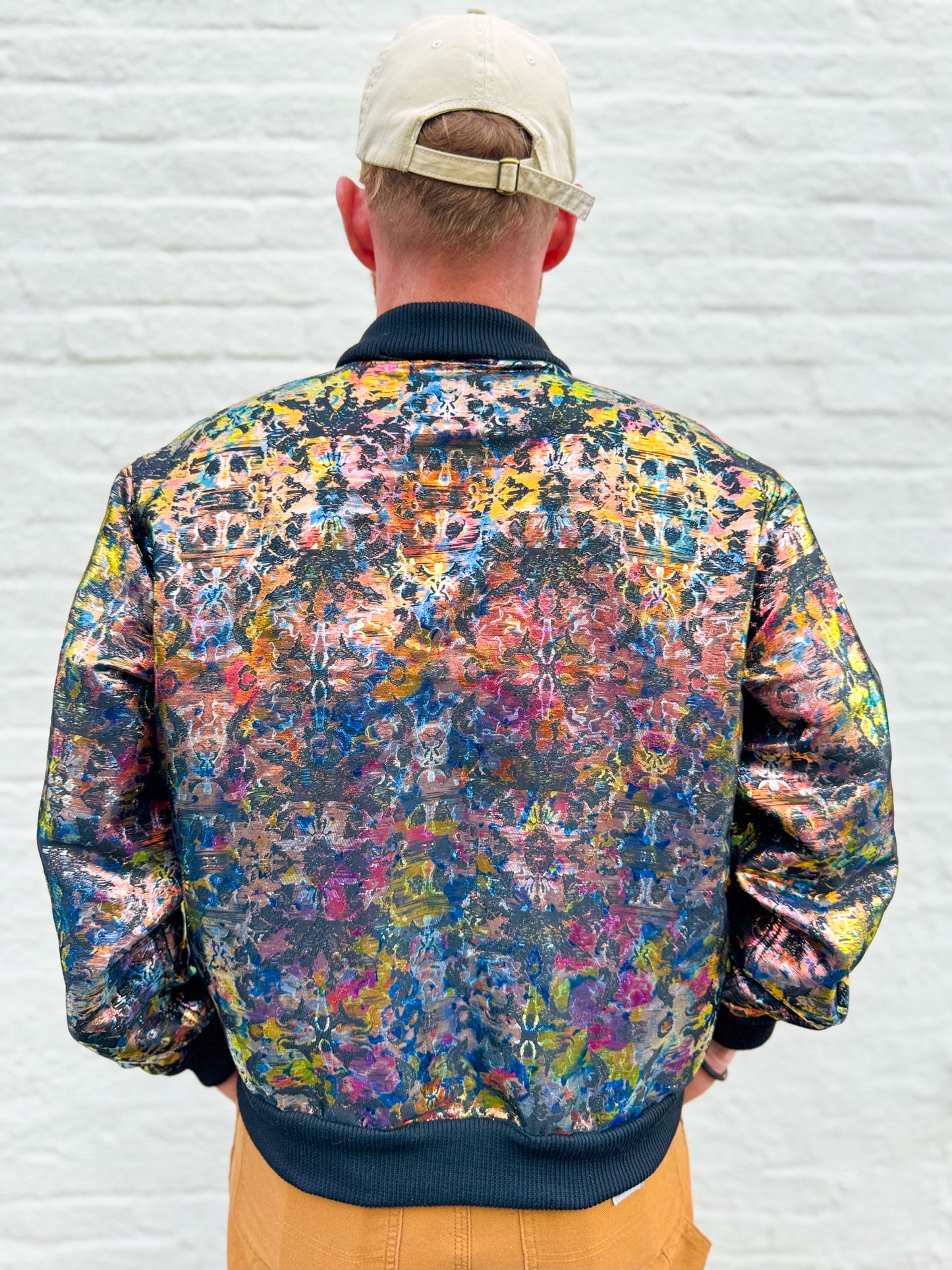 Men's Reversible Dark Brocade Bomber Jacket