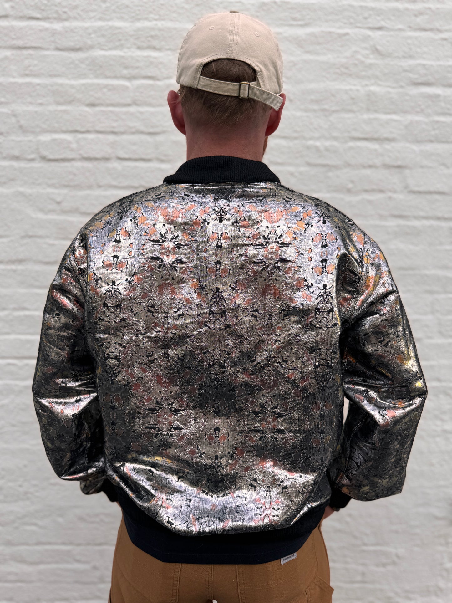 Men's Reversible Dark Brocade Bomber Jacket