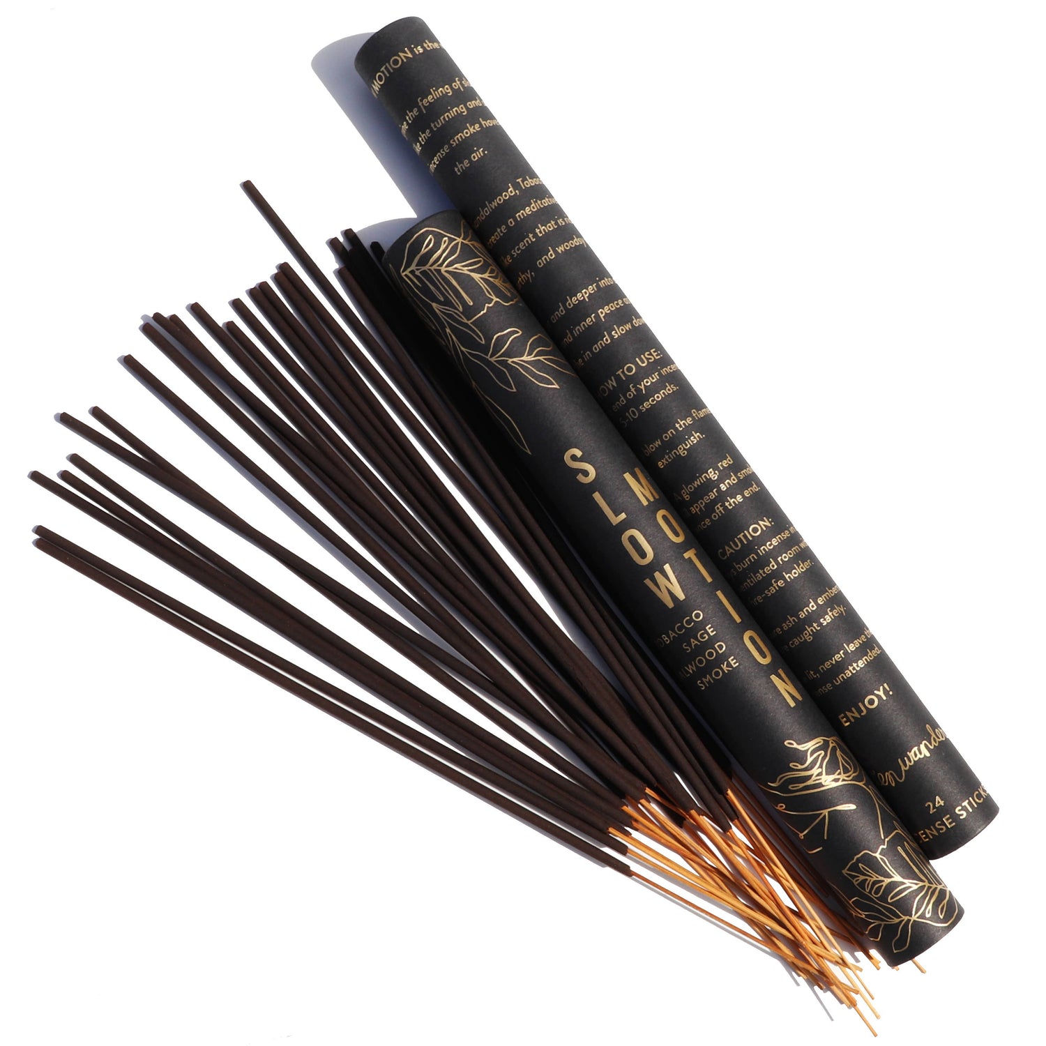 Incense sticks with black packaging on a white background