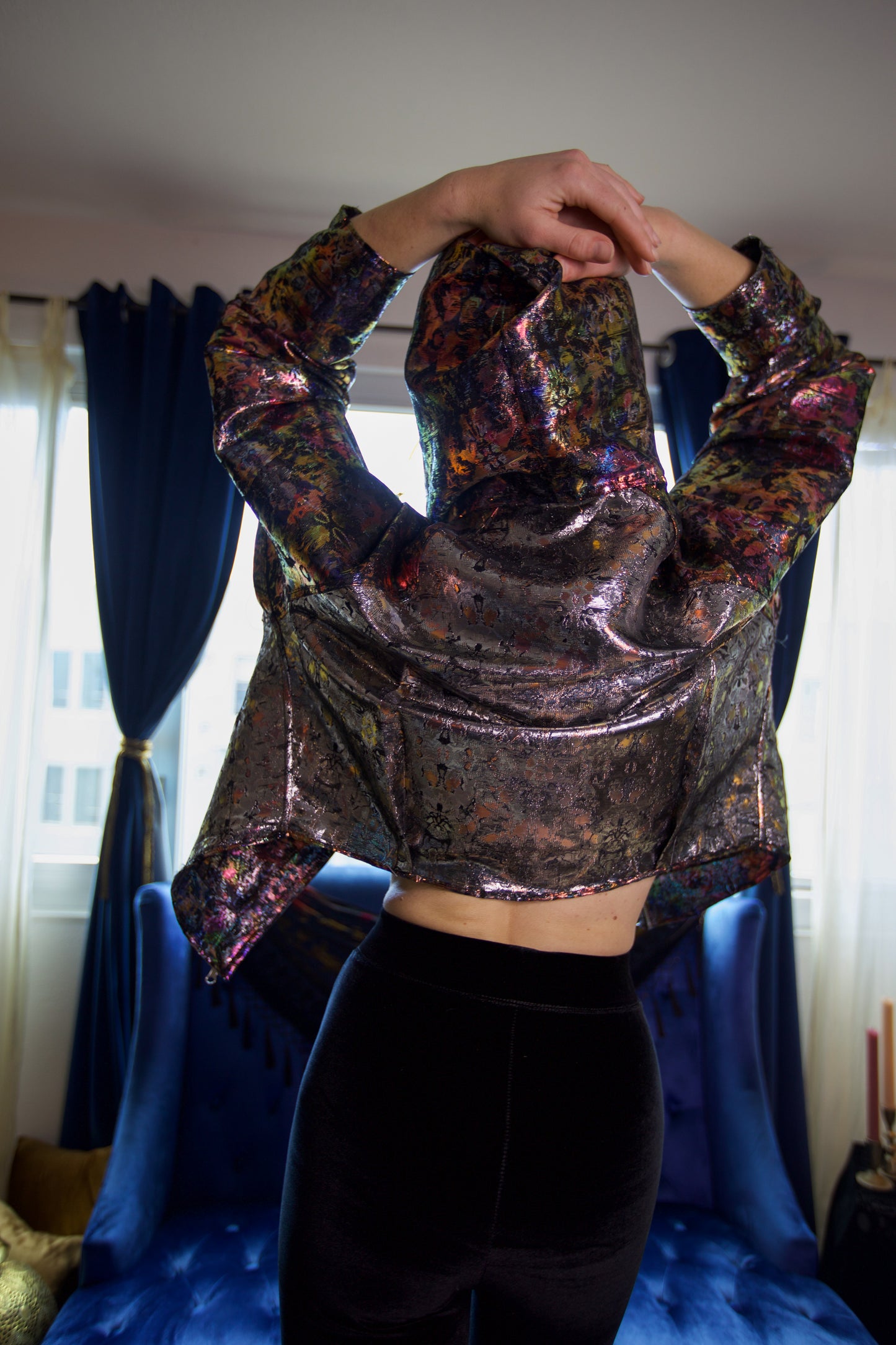 RESTOCK COMING Reversible Dark Iridescent Metallic Jacket with Hood