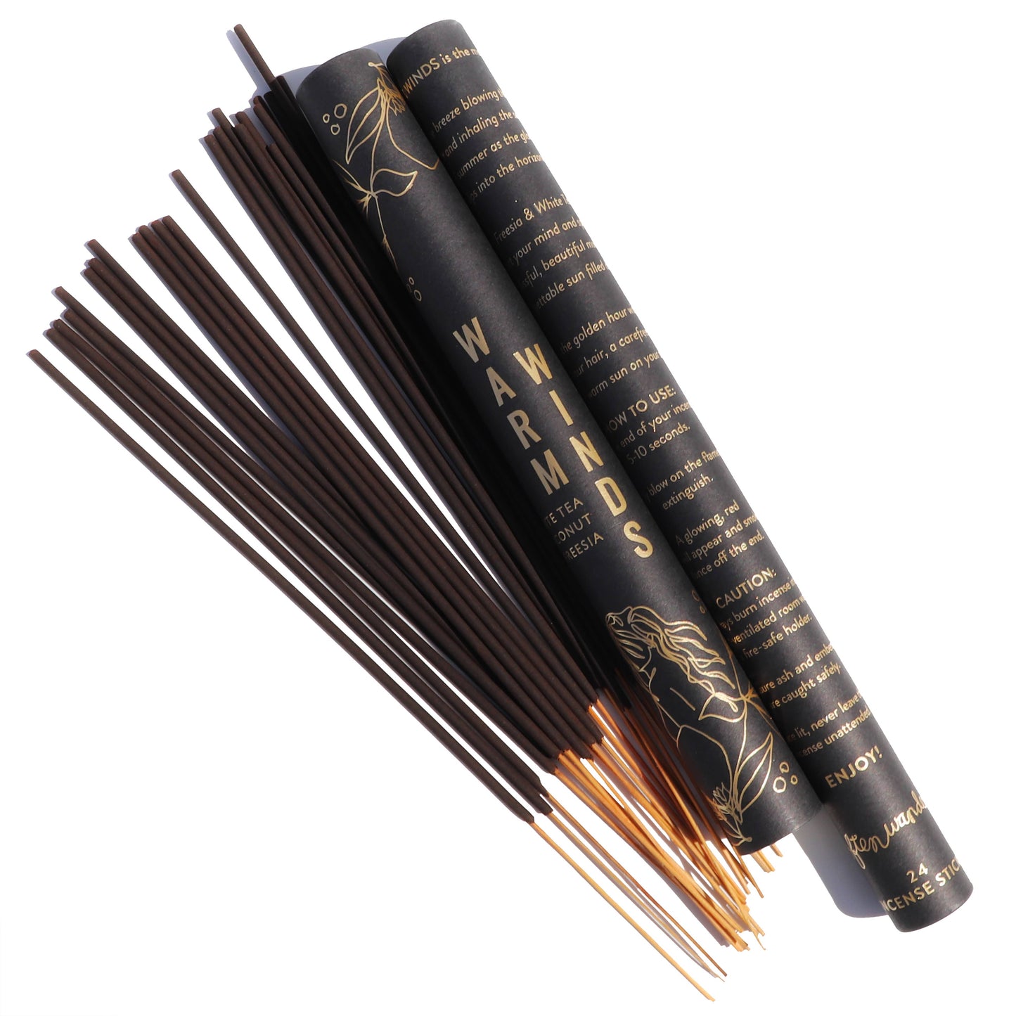 Incense sticks with black packaging on a white background