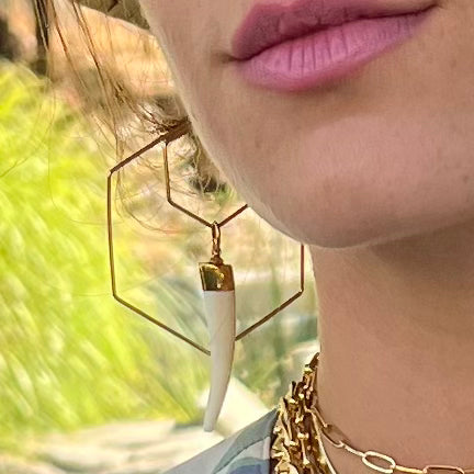 Naledii Golden Hexagon & Tusk Shape Earrings