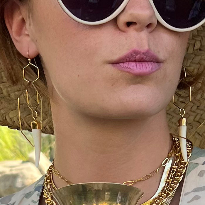 Naledii Golden Hexagon & Tusk Shape Earrings