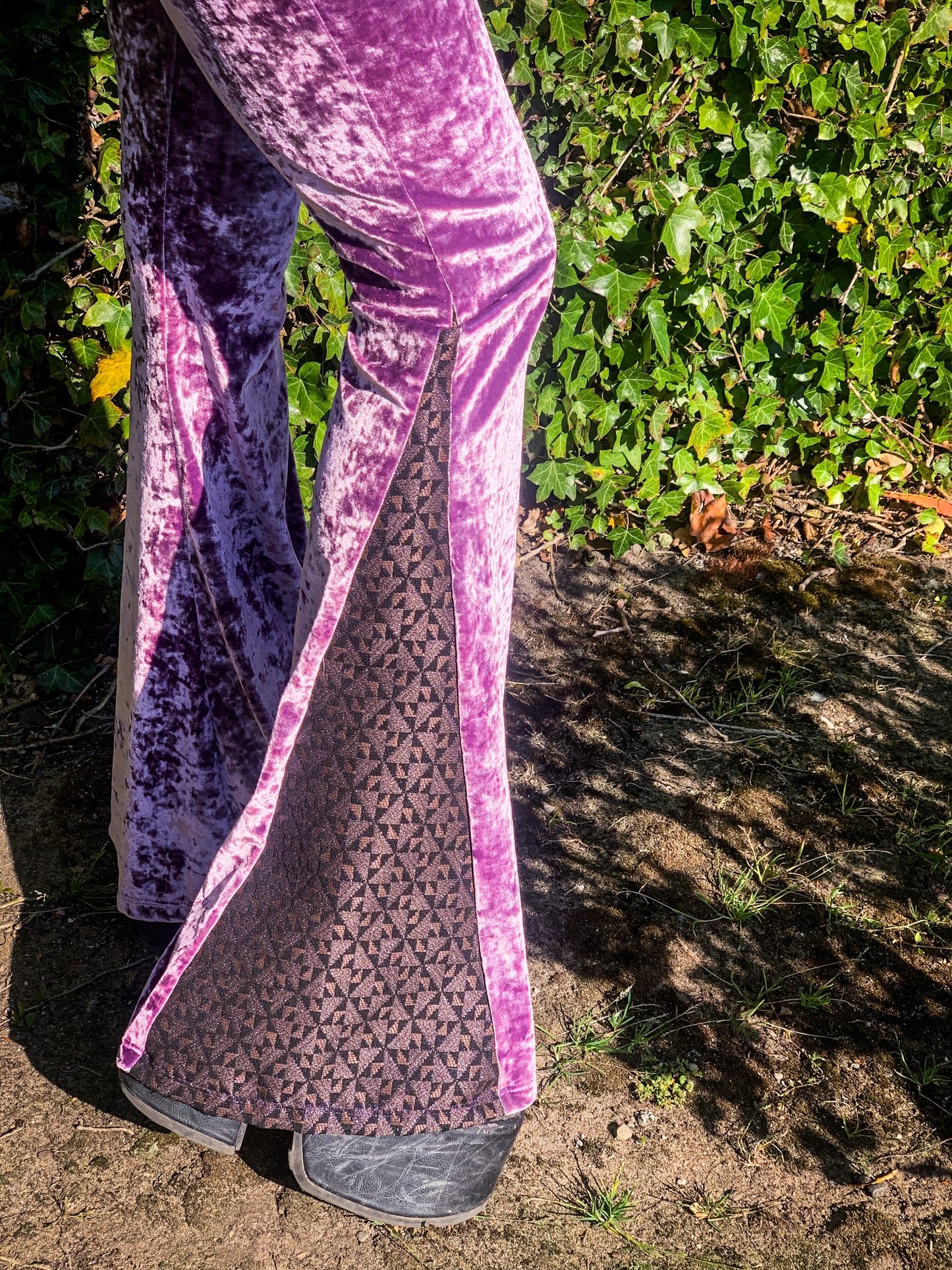 Lavender High Waist Crushed Velvet Flare Pants