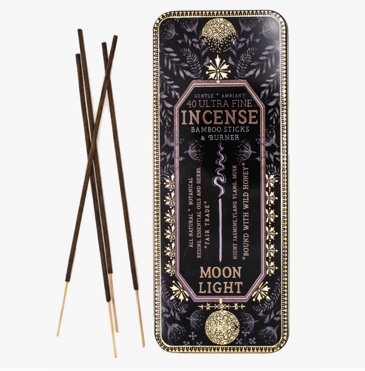 Premium Stick Incense with Tin Burner