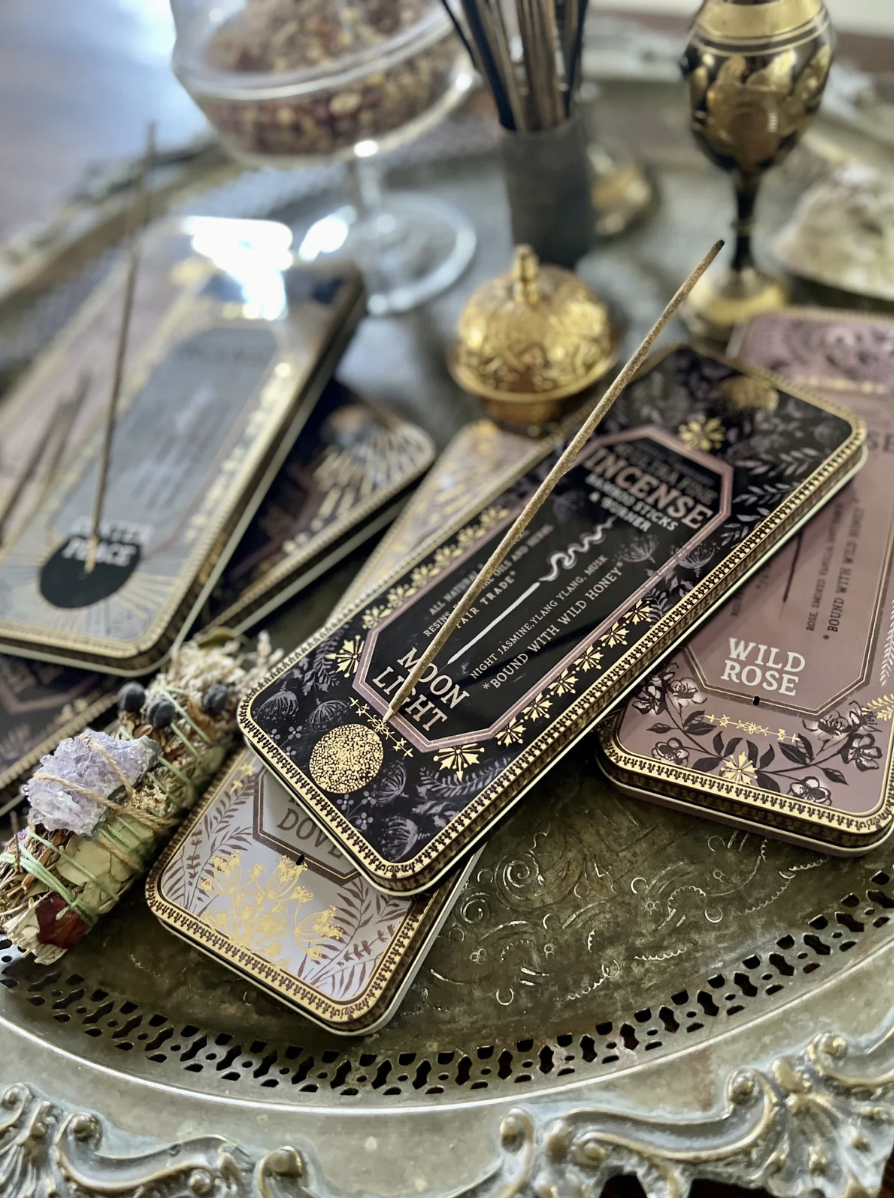 Premium Stick Incense with Tin Burner
