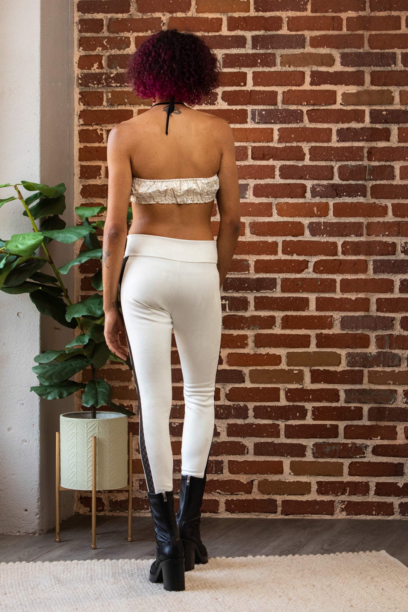 White Jaquard Stretch Leggings