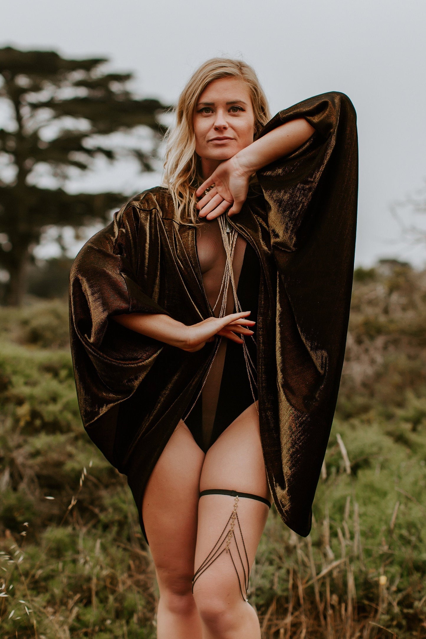 Shimmer Gold Festival Kimono Jacket