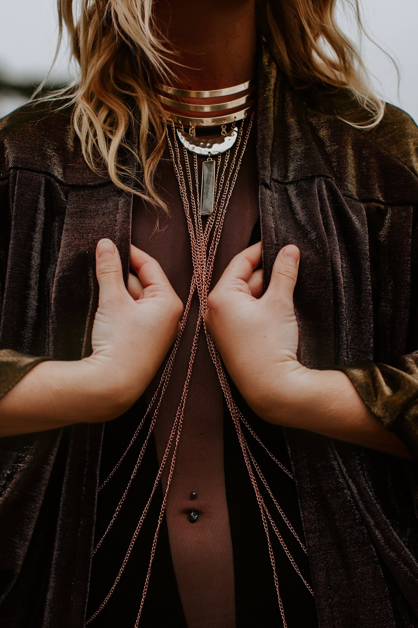 Shimmer Gold Festival Kimono Jacket