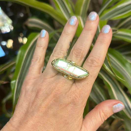 Angel Aura Lemurian Quartz Ring #29