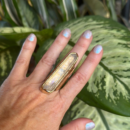 Angel Aura Lemurian Quartz Ring #34