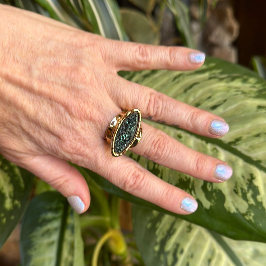 Peacock Aura Eye Shaped Druzy #57