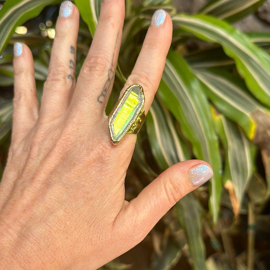 Angel Aura Lemurian Quartz Ring #31