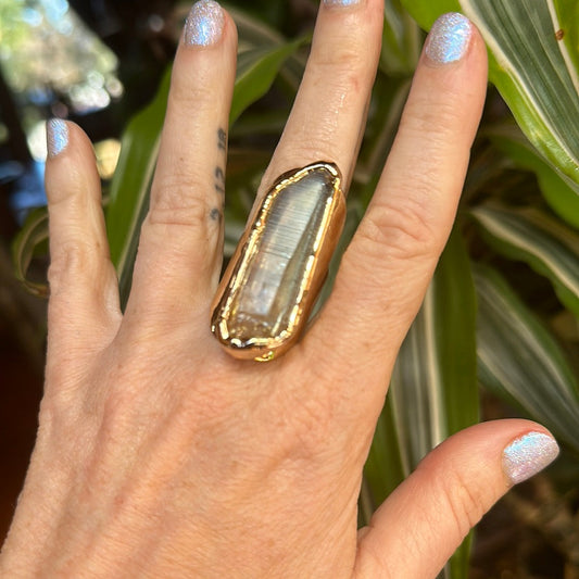 Angel Aura Lemurian Quartz Ring #30