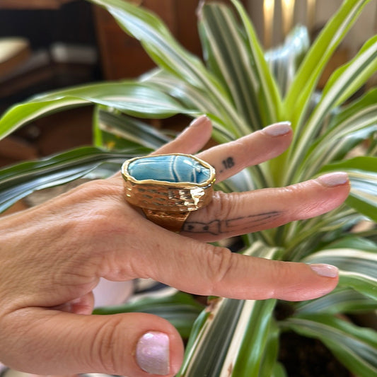 Light Blue Egyptian Scarab Ring