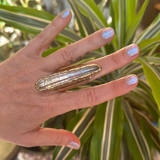 Angel Aura Lemurian Quartz Ring #18