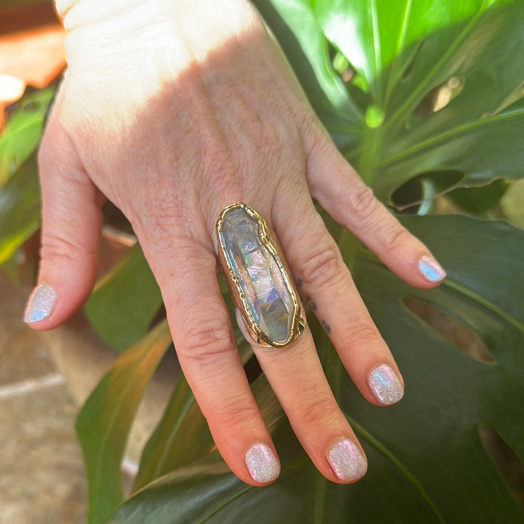 Angel Aura Lemurian Quartz Ring #7