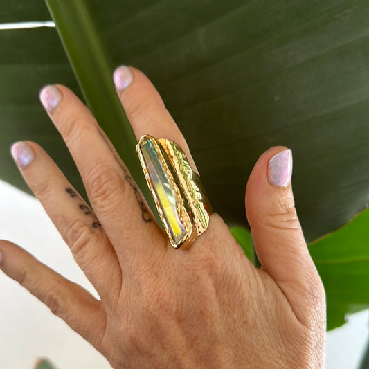 Angel Aura Lemurian Quartz Ring #32