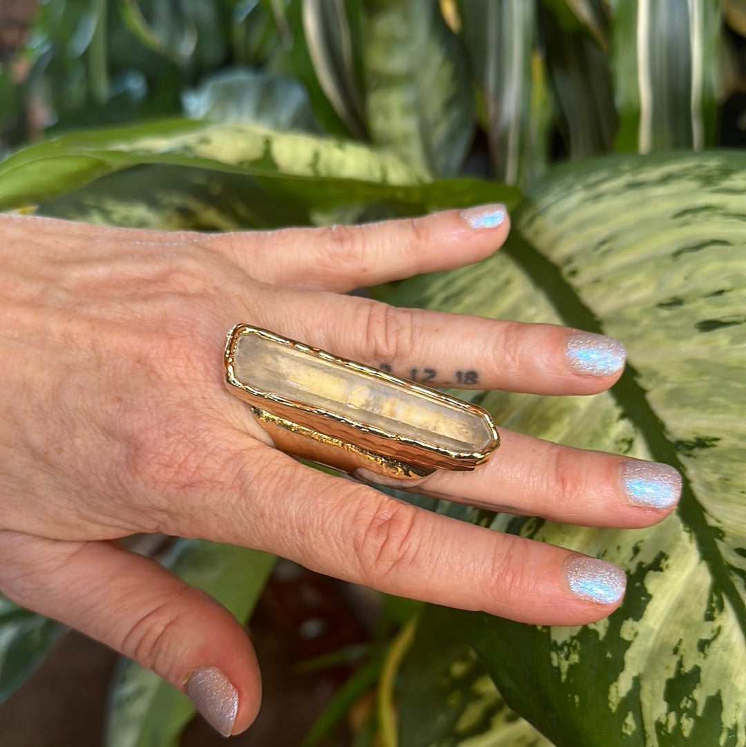 Angel Aura Lemurian Quartz Ring #34