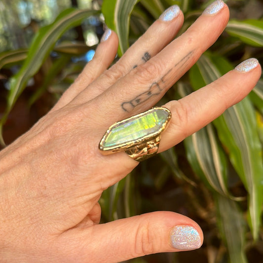 Angel Aura Lemurian Quartz Ring #31