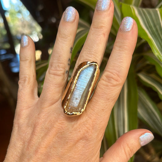 Angel Aura Lemurian Quartz Ring #30