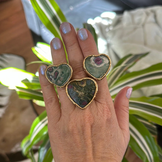 Ruby Zoisite Heart Ring