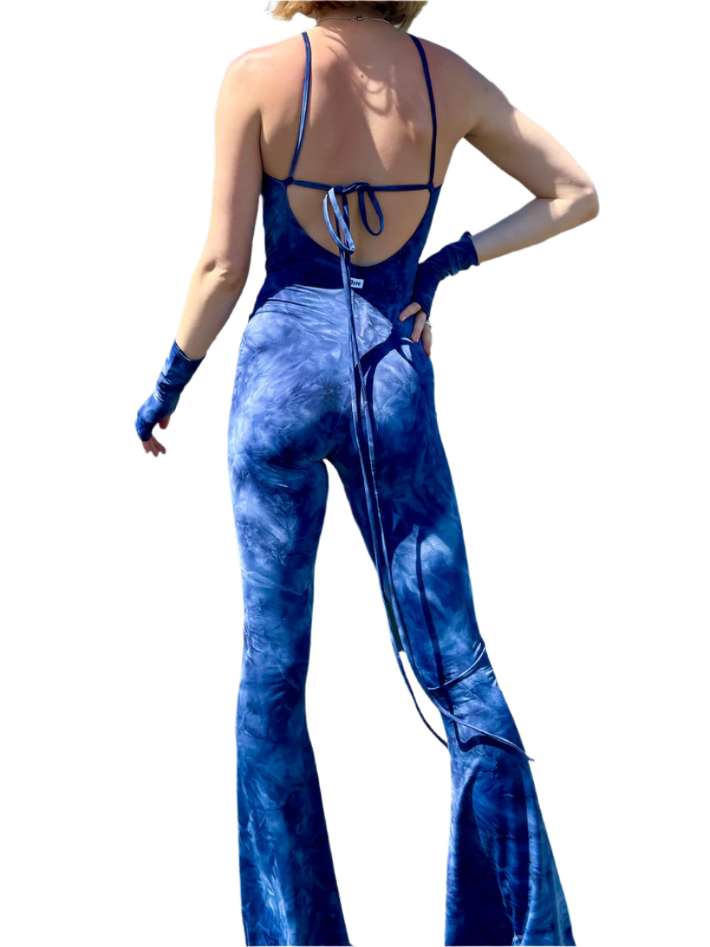 Blue Tie Dye Bell Bottom Jumpsuit