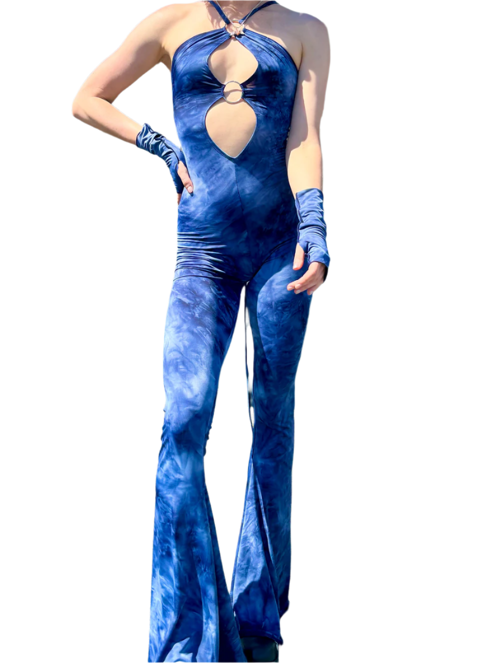 Blue Tie Dye Bell Bottom Jumpsuit