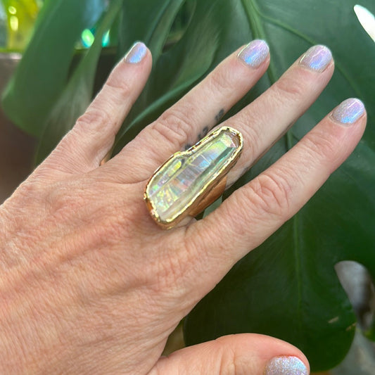 Angel Aura Lemurian Quartz Ring #13