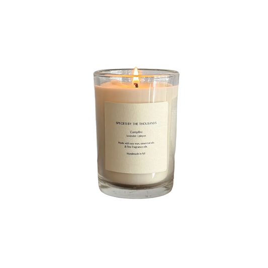 Lit candle against white background.