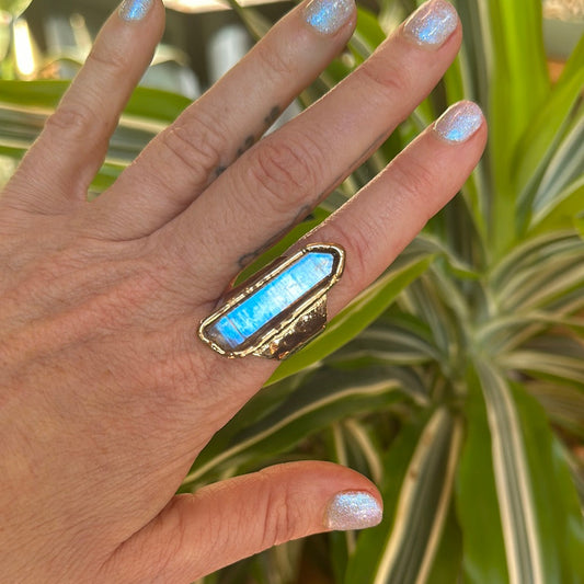 Angel Aura Lemurian Quartz Ring #17