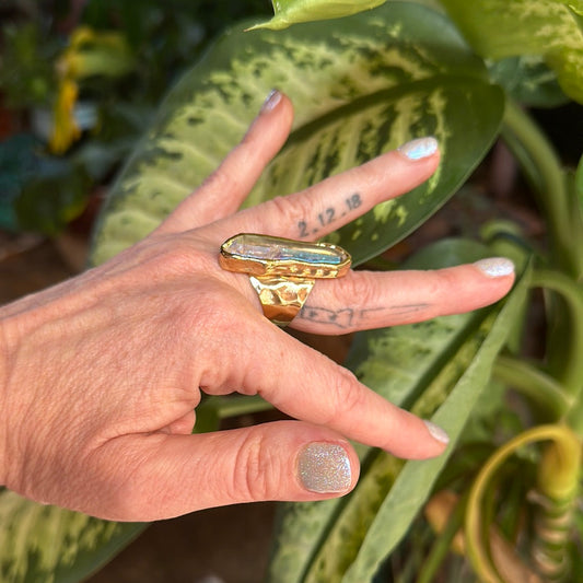 Angel Aura Lemurian Quartz Ring #33