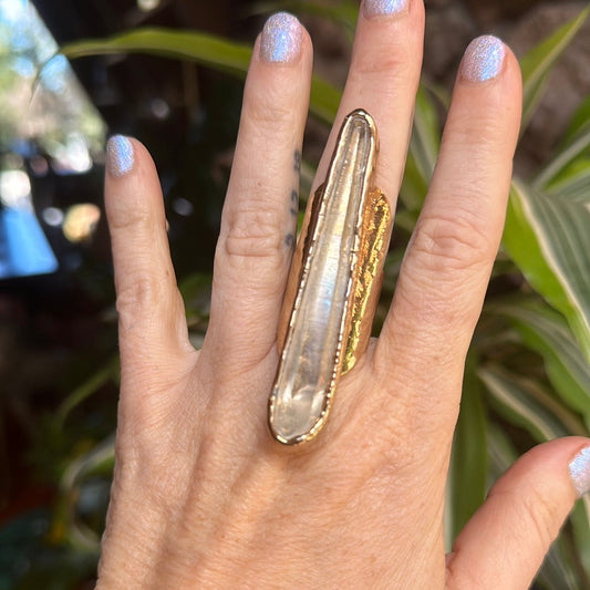 Angel Aura Lemurian Quartz Ring #26