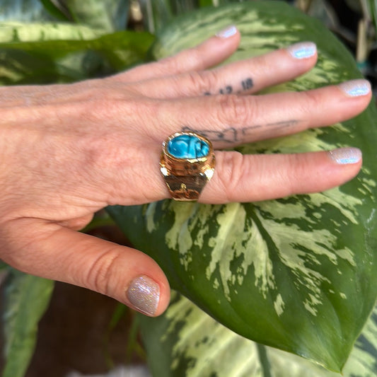 Small Egyptian Scarab Ring (Turquoise) #59