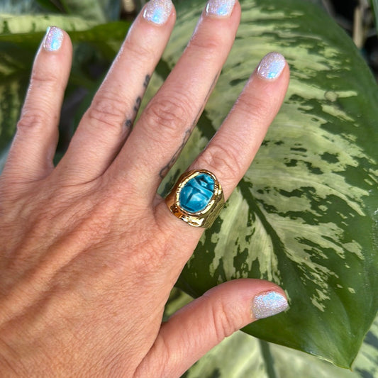 Small Egyptian Scarab Ring (Turquoise) #59