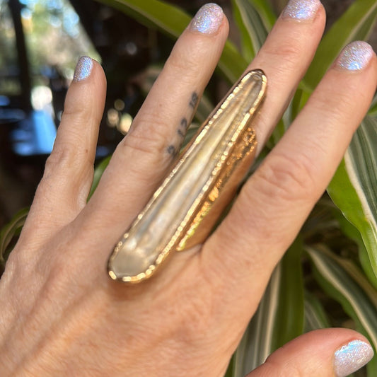 Angel Aura Lemurian Quartz Ring #26