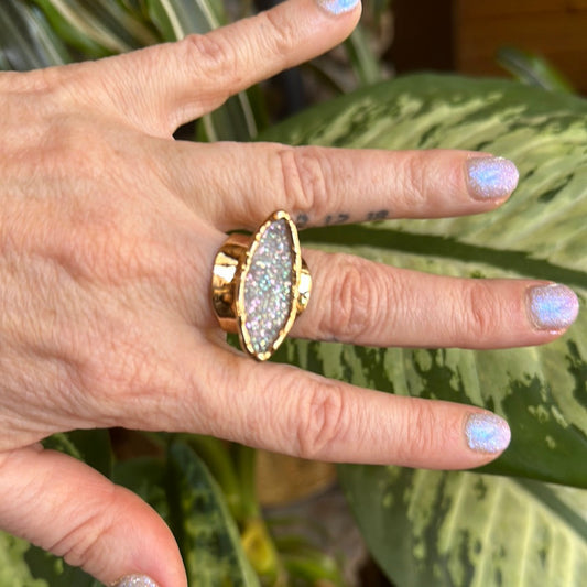 Angel Aura Mushroom Shaped Druzy Ring #58