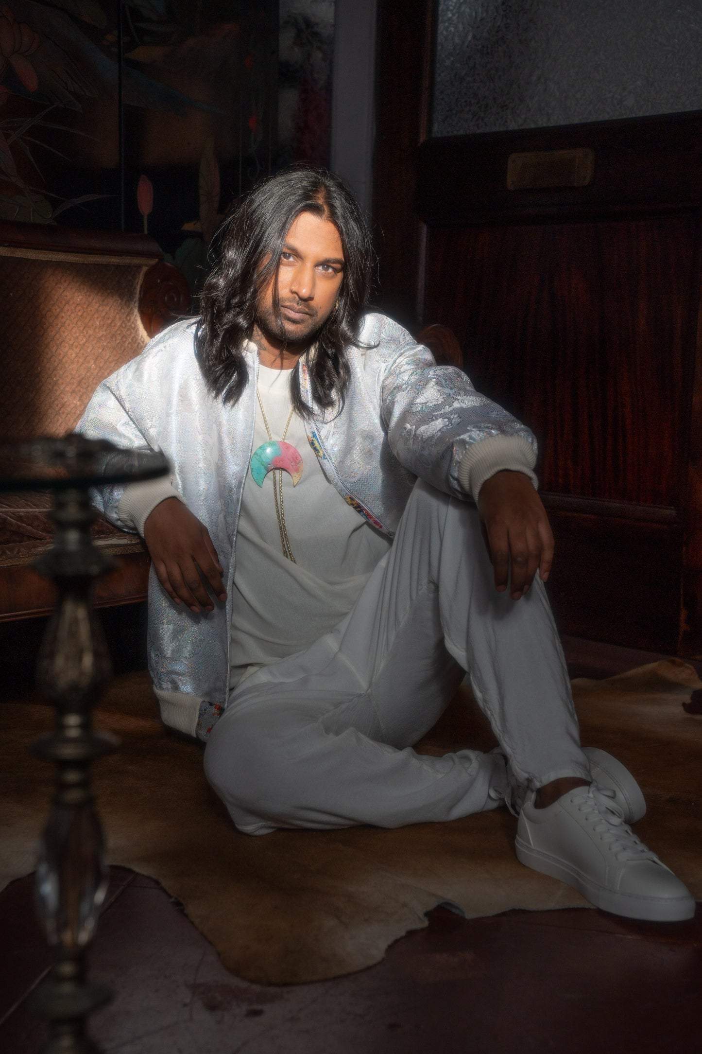 Men's Reversible Light Brocade Bomber Jacket