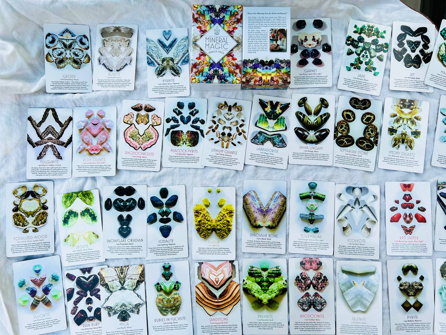 Collection of crystal and mineral oracle on a white background