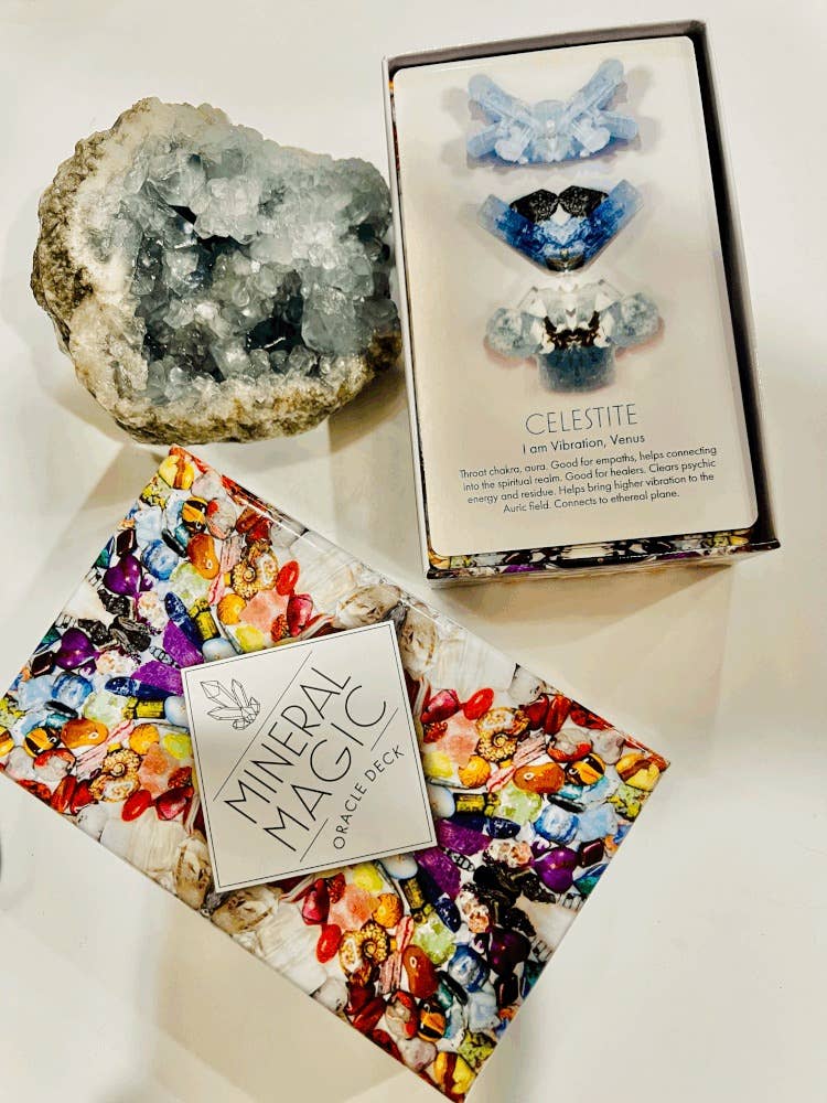 Mineral Magic box with and a crystal on a white background
