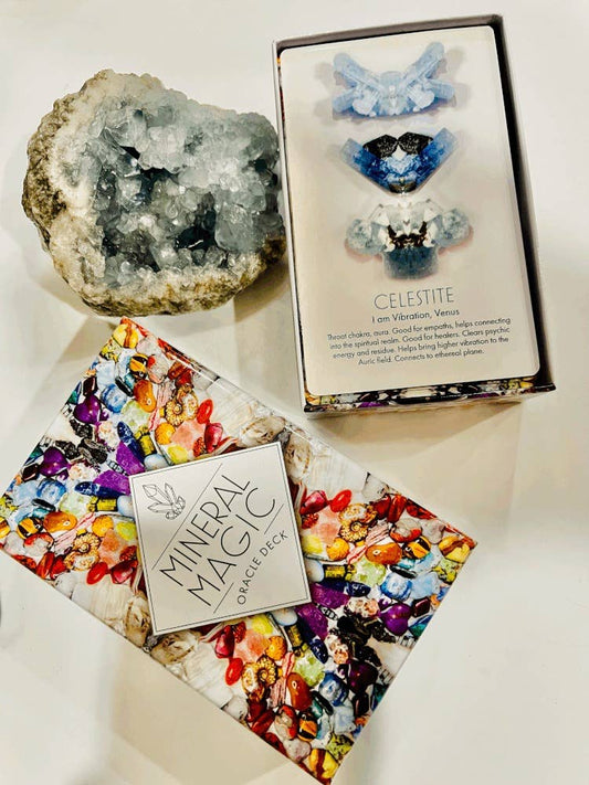 Mineral Magic box with and a crystal on a white background
