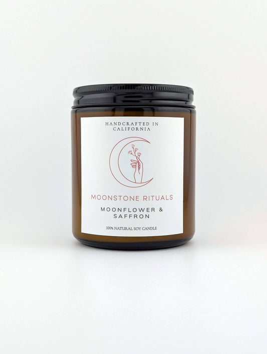 Candle with a label on a white background