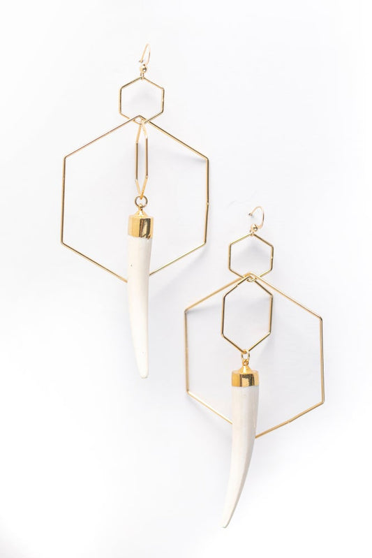 Naledii Golden Hexagon & Tusk Shape Earrings