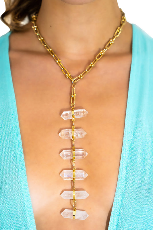 Quartz Crystal Lariat Necklace