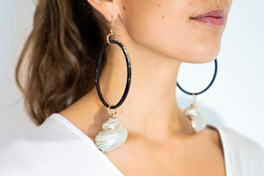 Horn & Shell Hoop Earrings