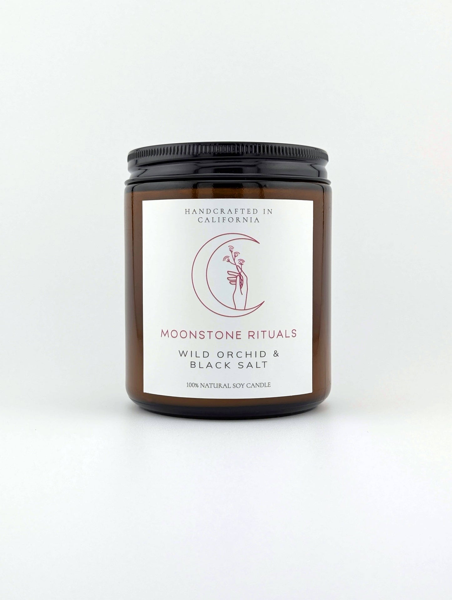 Candle with a label on a white background