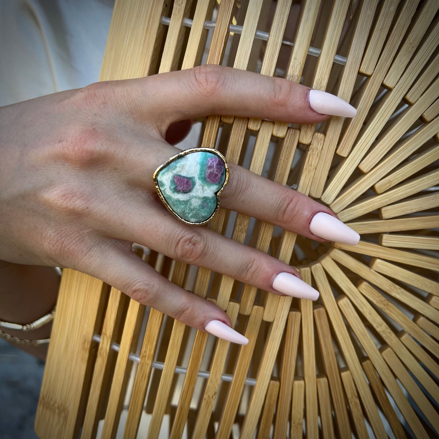 Heart Shaped Ruby Zoisite Ring