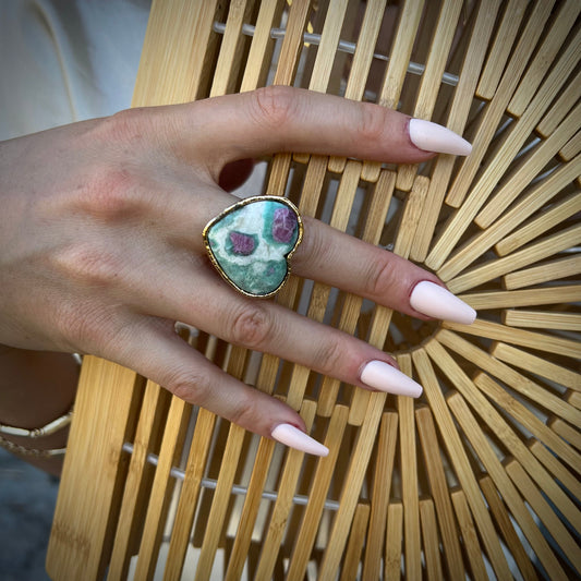 Heart Shaped Ruby Zoisite Ring