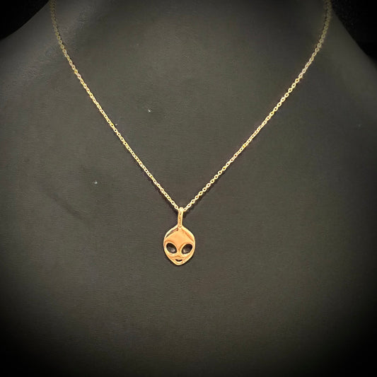 24k Gold Alien Pendant Necklace