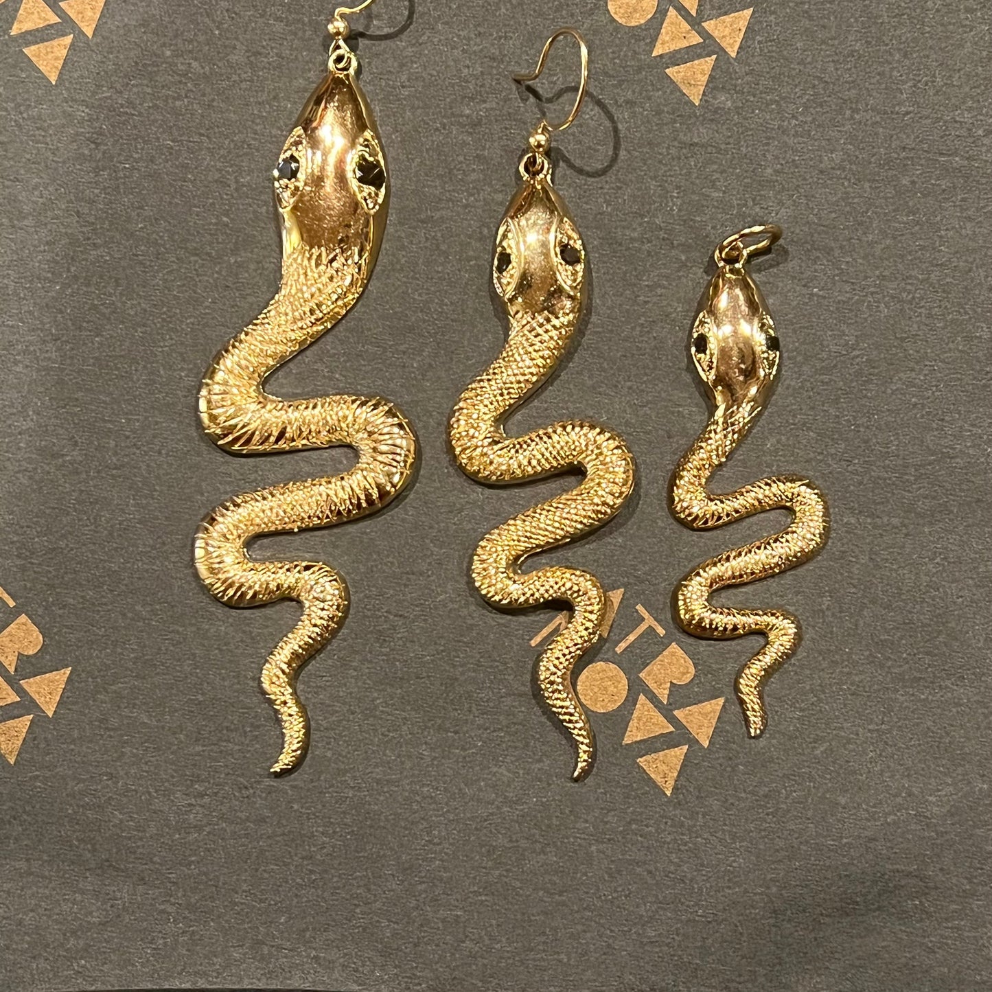 Gold Addler Serpent Earrings